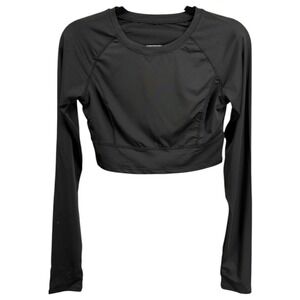 HALARA Activewear Long Sleeve Crop Top Thumbhole Black Size M